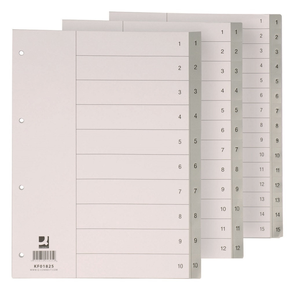Index plastic Q-Connect A4 numerotat 1-12 120 microni gri