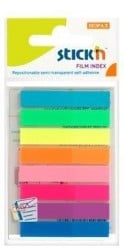 Index plastic transparent color Stick\'n, 45x8mm, 8x20 file/set 8 culori neon
