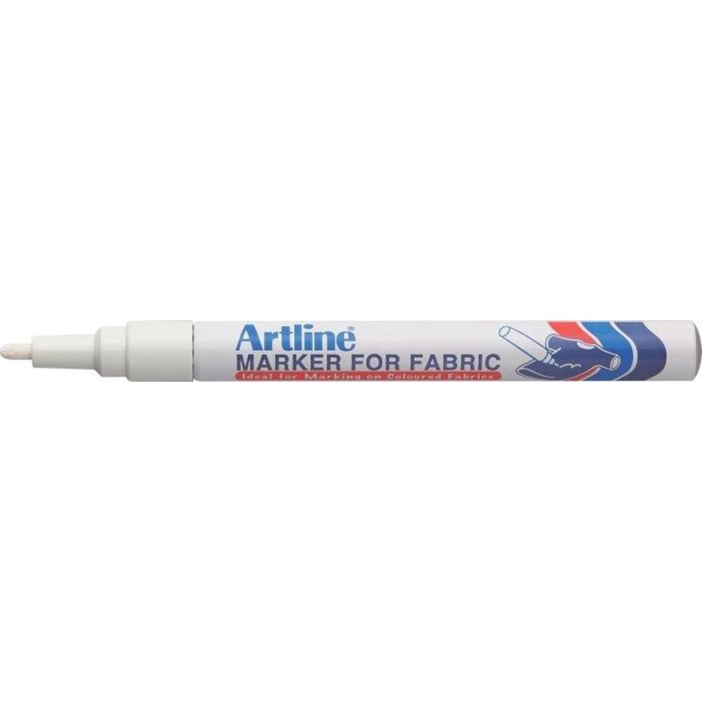 Marker pentru textile, corp metalic, varf rotund 1.2mm - alb, ARTLINE