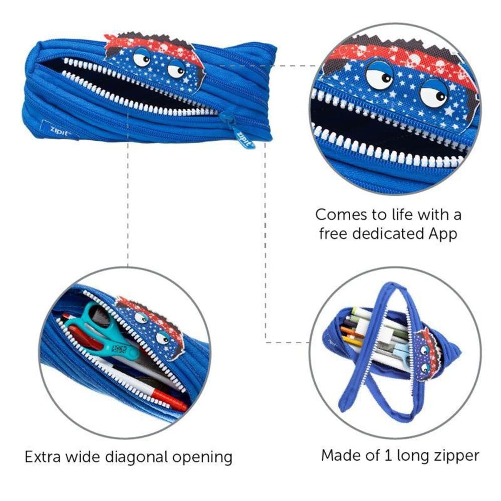 Penar cu fermoar, ZIPIT Talking Monster Pouch-Royal Blue - 3 | YEO