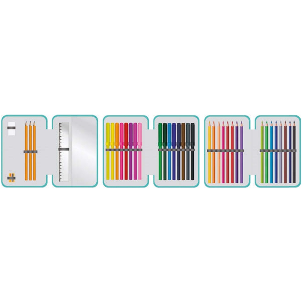 Penar fete echipat Yollo Unicorn, 3 fermoare, 38 piese, 14x6.5x20 cm - 1 | YEO