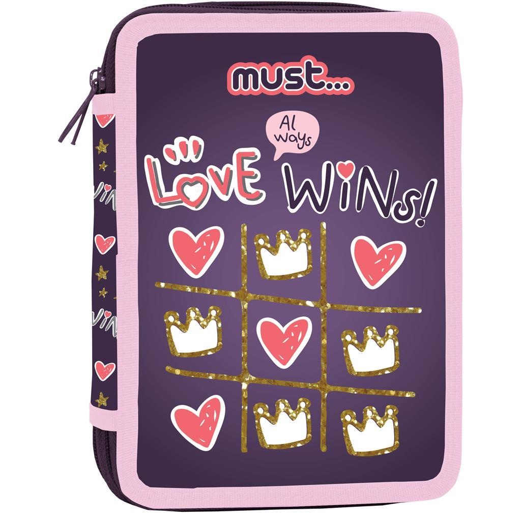 Penar, Must, Love Wins, solida, cu doua fermoare, 15x5x21 cm