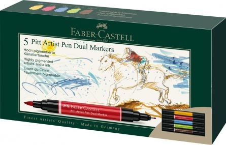 PITT ARTIST PEN DUAL MARKER SET 5 BUC FABER-CASTELL