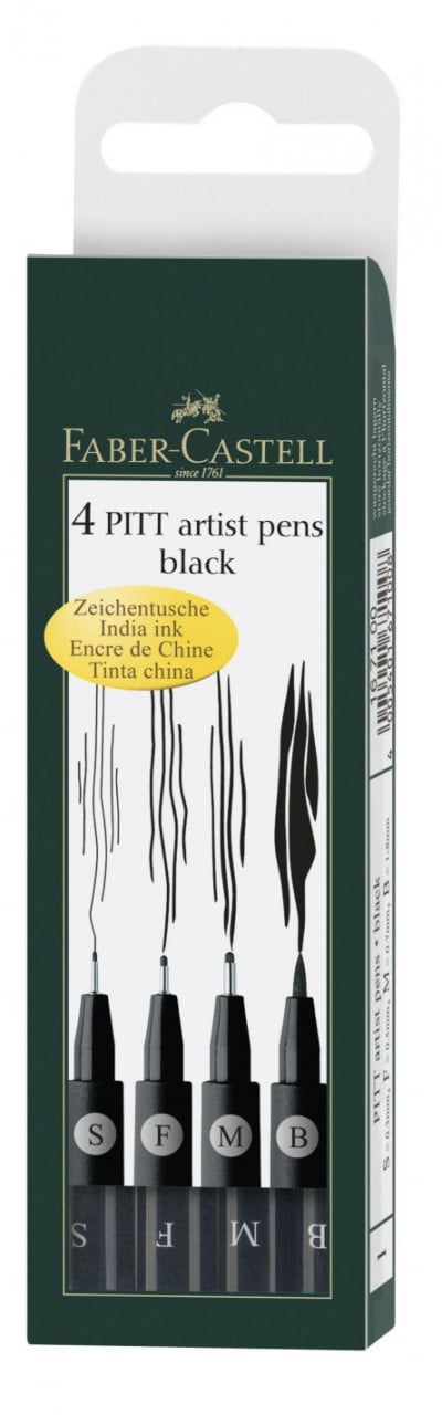 PITT ARTIST PEN SET 4 BUC NEGRU FABER-CASTELL