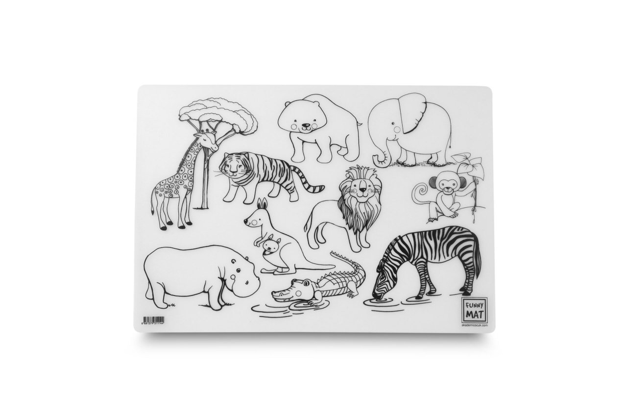 Planșă Funny Mat – Animale sălbatice + cadou set instrumente de colorat