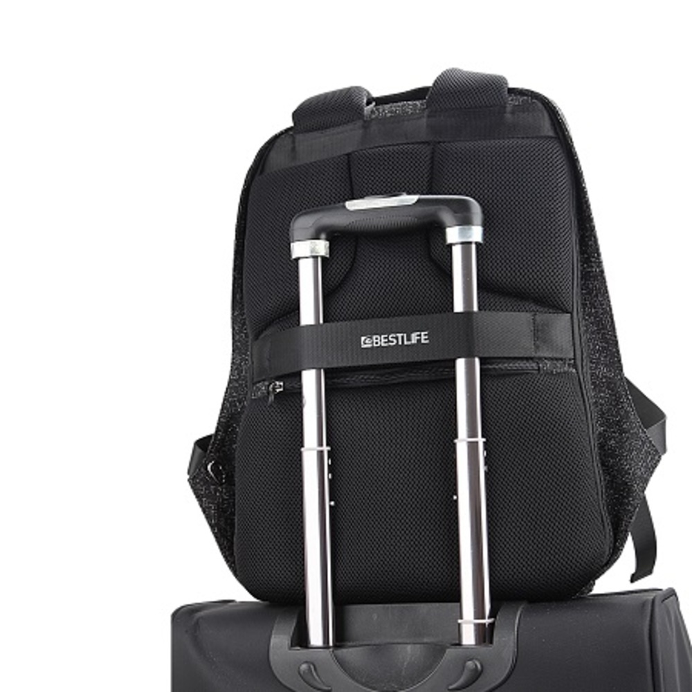 Rucsac BESTLIFE Travel Safe - negru/gri - laptop 16 inch, charge pentru USB si TypeC conectori - 3 | YEO