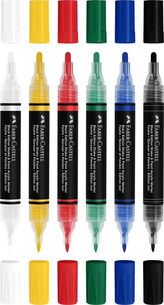 Set 6 markere acrilice Faber-castell Shake&paint., culori clasice - 1 | YEO
