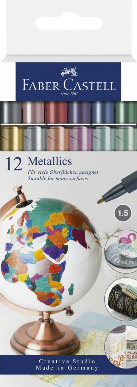 Faber-Castell Set markere Metallics, 12 buc/set