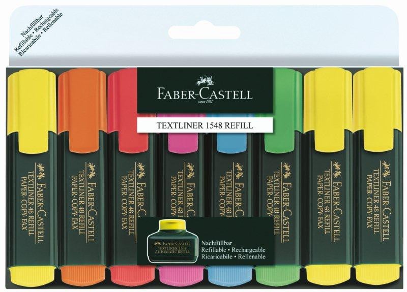 Set textmarkere Faber-Castell 1548, blister, 8 culori/set