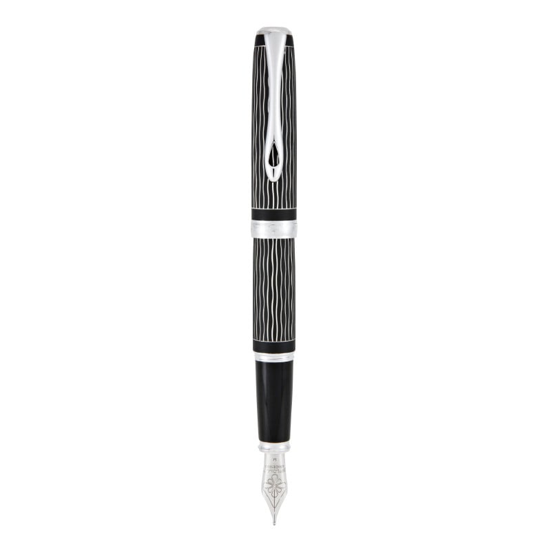 STILOU EXCELLENCE A+ WAVE GUILLOCHE LAPIS BLACK, PENITA B, CORP METALIC LACUIT, DECOR REALIZAT CU LASER, ACCESORII CROMATE