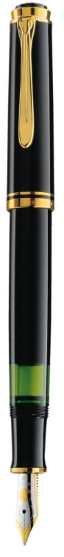 STILOU SOUVERAN M400 M,PENITA AUR 14K,ACCESORIILE PLACATE CU AUR,CORP NEGRU