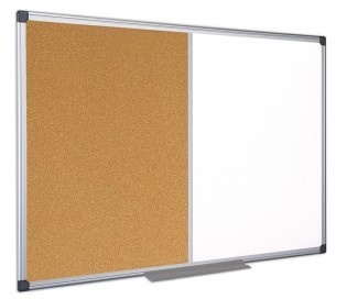 Tablă magnetică combi/panou plută, ramă aluminiu, Bi-Office