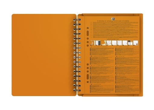 Agendă Oxford Internațional Meeting Book, A5+ 80 file, hârtie Optik 90g/mp, spiră dublă, scribzee, dictando, culoare portocaliu
