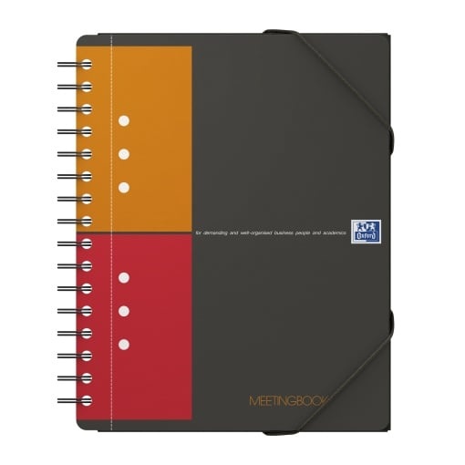 Agendă Oxford Internațional Meeting Book, A5+ 80 file, hârtie Optik 90g/mp, spiră dublă, scribzee, pătrățele, culoare gri