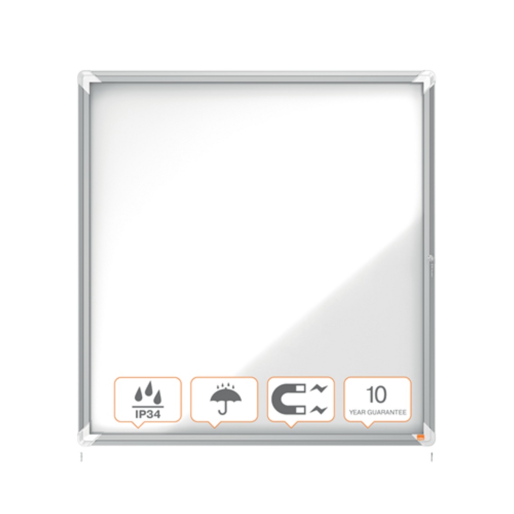Avizier exterior, oțel emailat, 12x A4, cu ușă și cheie, magnetic, alb, NOBO Premium Plus - 1 | YEO