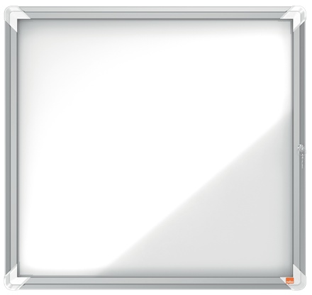 Avizier magnetic NOBO Premium Plus, exterior, otel emailat, 6xA4, cu usa si cheie, alb