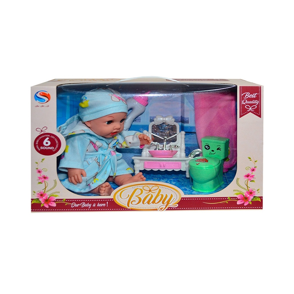 Bebeluș cu sunete + mobilier toaletă, în cutie