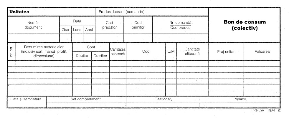 Bon consum offset 1/2 A4, 55 g/mp, 100 file RQ