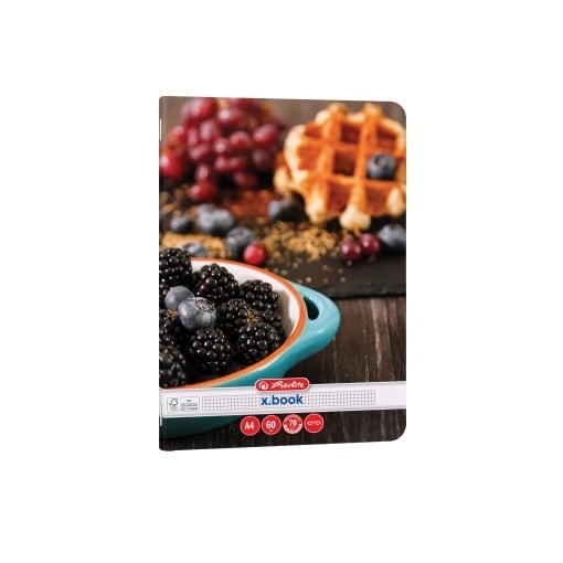 Caiet Herlitz motiv Healthy Snack, A4, 60 file, hârtie 70g/Mp Fsc Mix, colțuri rotunjite, pătrățele - 1 | YEO