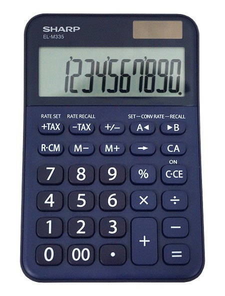 Calculator de birou, 10 digits, 149 x 100 x 27 mm, dual power, SHARP EL-M335BBL - bleumarin