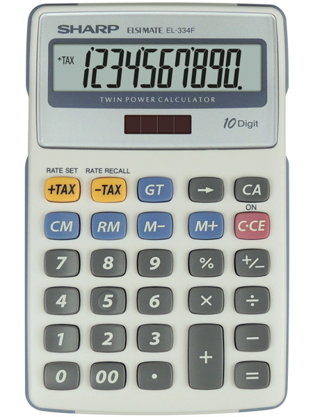Calculator de birou, 10 digits, 170 x 108 x 15 mm, dual power, SHARP EL-334FB - gri