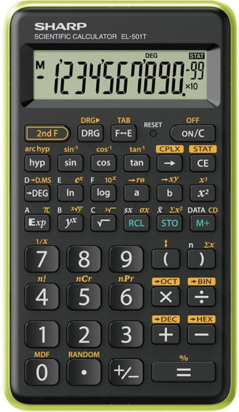 Calculator stiintific, 10 digits, 131 functii, 144 x 75 x 10 mm, SHARP EL-501TBGR - negru/verde
