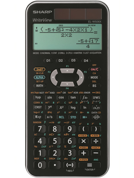 Calculator stiintific, 16 digits, 640 functii, 166x80x15 mm, dual power, SHARP EL-W506XSL-negru/argi