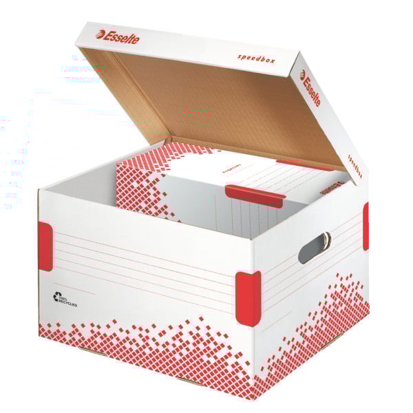 Container arhivare carton ondulat Esselte Speedbox M cu capac integrat