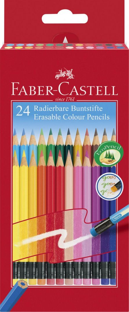 CREIOANE COLORATE 24 CULORI CU GUMA ECO FABER-CASTELL