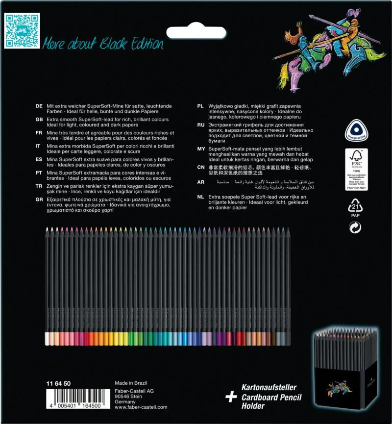 Creioane colorate, 50 culori, Black edition, Faber-castell - 3 | YEO