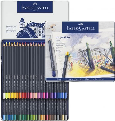 Creioane colorate Aquarelle Faber-Castell Goldfaber, 48 culori pastel - 1 | YEO