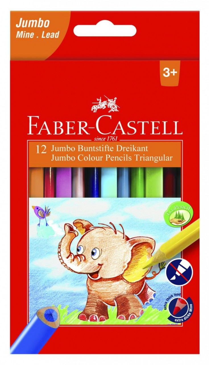 CREIOANE COLORATE TRIUNGHIULARE JUMBO 12 CULORI FABER-CASTELL