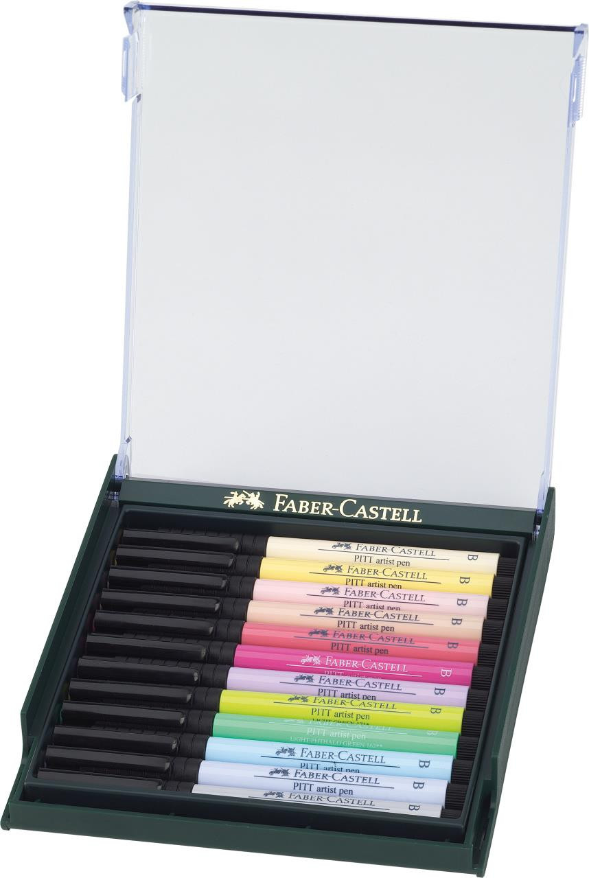 Cutie 12 culori markere Faber-Castell Pitt Artist Pen, nuanțe pastel