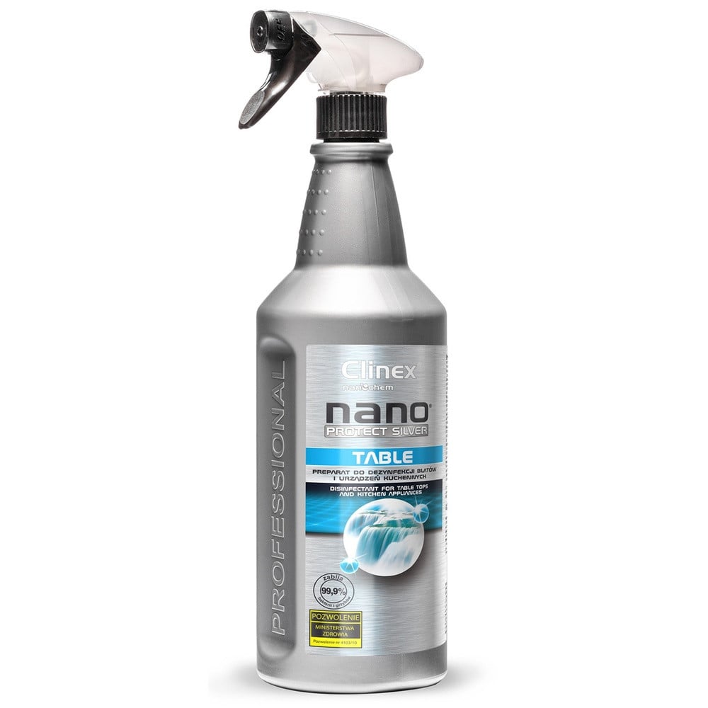Dezinfectant universal pentru mese de lucru Clinex Nano Protect Silver Table, cu pulverizator, 1L