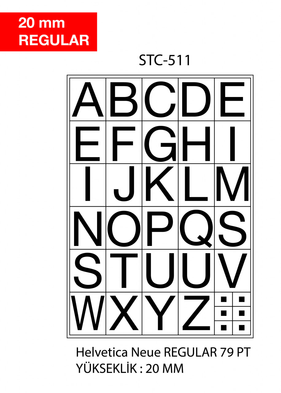 Etichete cu litere Tanex -20mm regular, A-Z, 2 folii/set