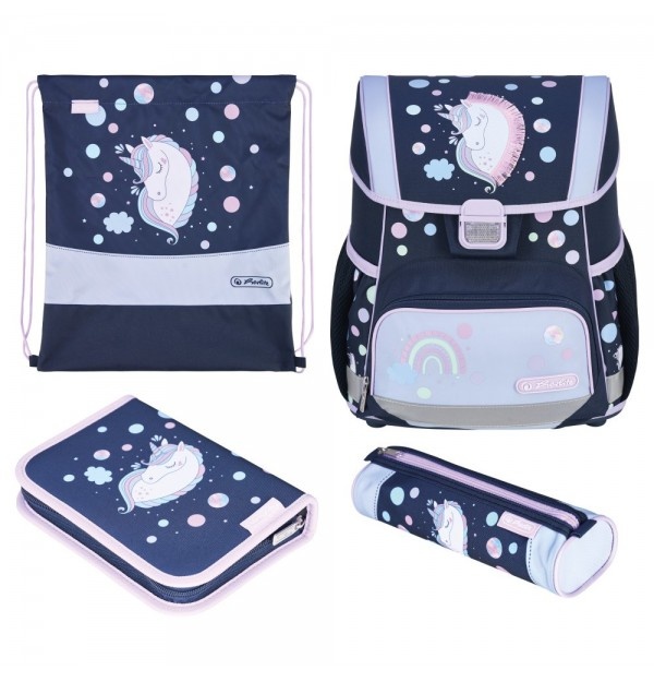 Ghiozdan fete echipat Herlitz Loop Plus, Motiv Unicorn Dreams