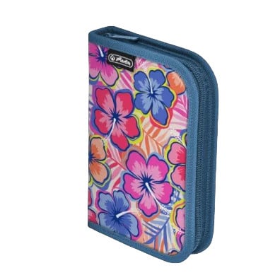 Penar echipat fete, 1 fermoar, Dimensiuni 13,5x19,5x3,5cm, Motiv Flowers Herlitz