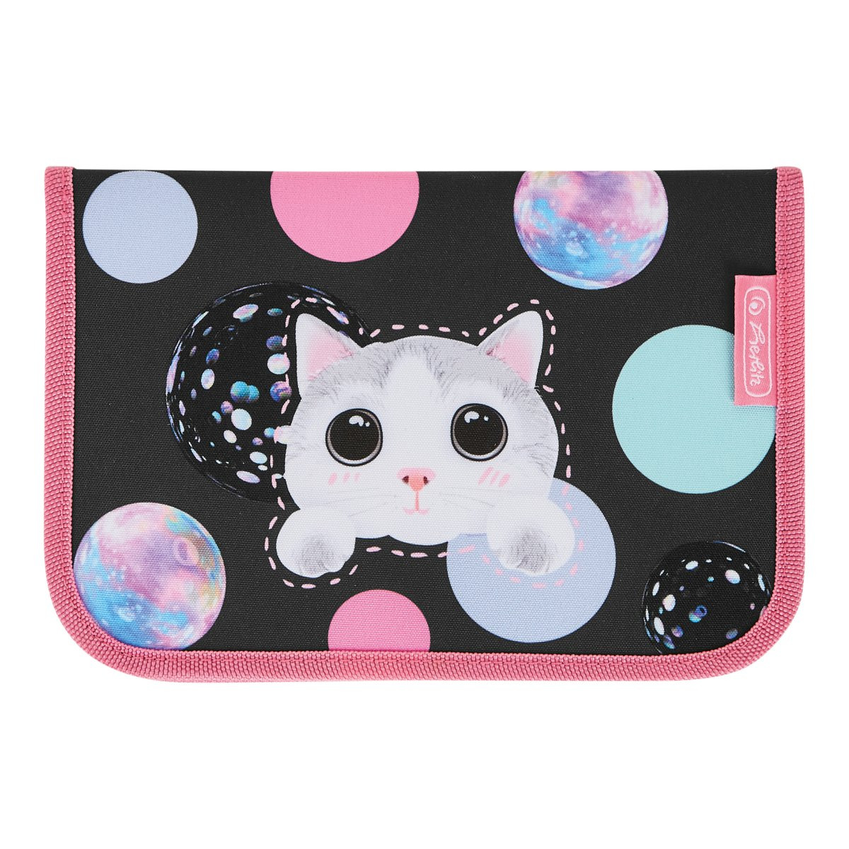 Penar echipat fete, 1 fermoar, Dimensiuni 20.3x3.5x14cm, Motiv Cute Cat Herlitz - 1 | YEO