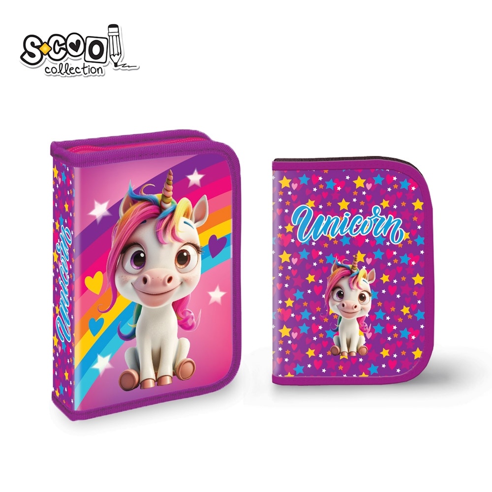 Penar neechipat fete S-COOL Unicorn , 2 extensii, 1 fermoar, 13x3.5x20 cm