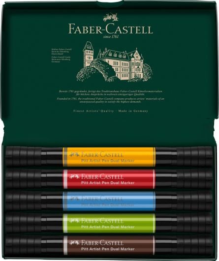 PITT ARTIST PEN DUAL MARKER SET 5 BUC FABER-CASTELL - 1 | YEO