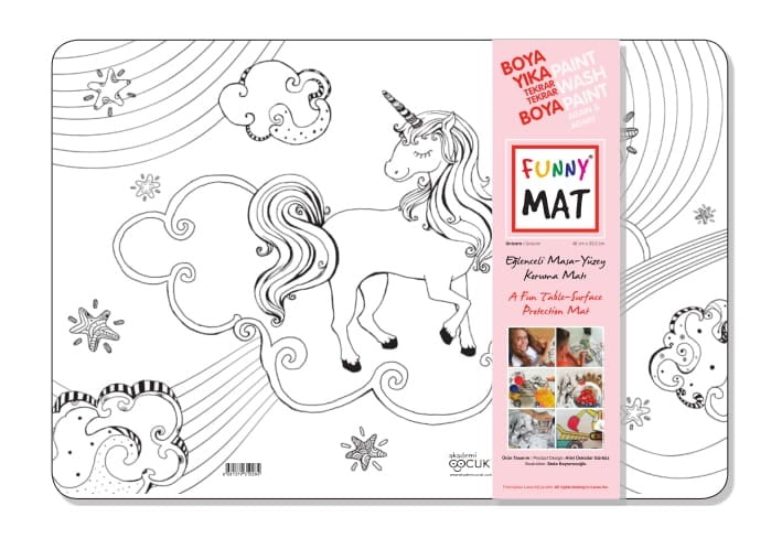 Planșă Funny Mat – Unicorn + cadou set instrumente de colorat - 1 | YEO