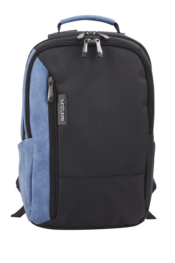 Rucsac Bestlife Mochila Titan, laptop 15.6 inch, compartiment, buzunare, negru/albastru
