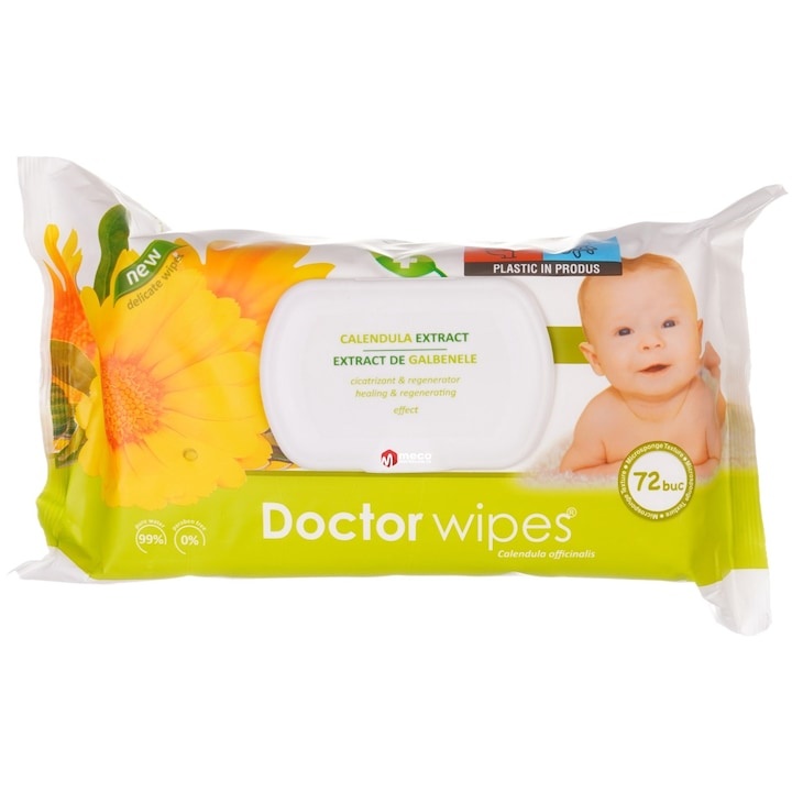 Șervețele umede cu capac Doctor Wipe\'s 72buc Calendula
