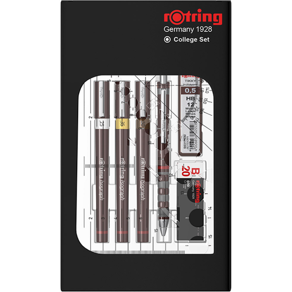 Set 3 Tragator cu Tus Rotring Isograph College 0.25 / 0.35 / 0.5