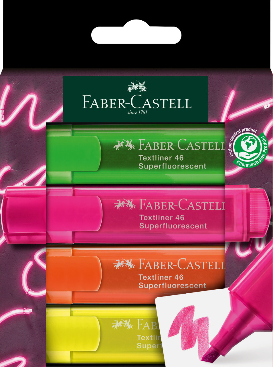 Set textmarkere Faber-castell superfluorescent, 4 buc/set