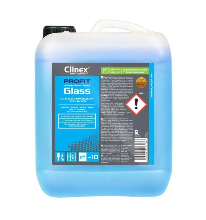 Soluție superconcentrata, pentru curățat suprafețe și obiecte din sticlă Clinex Profit Glass, 5litri