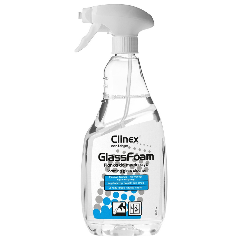 Spumă pentru curățare geamuri cu pulverizator Clinex Glass Foam, 650 ml
