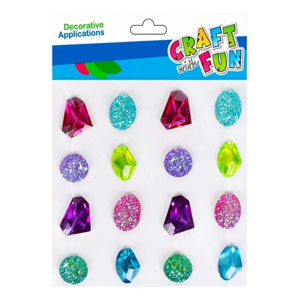 Accesorii creație Craft with Fun, pietre prețioase, diverse culori, set 16 buc