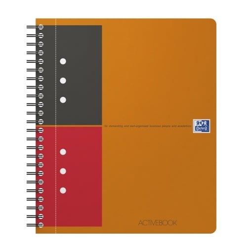 Agendă Oxford Internațional Active Book, A5+ 80 file, hârtie Optik 90g/mp, spiră dublă, scribzee, dictando, culoare portocaliu