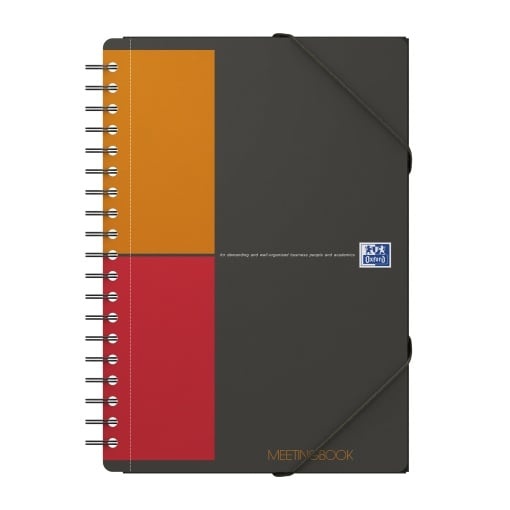 Agendă Oxford Internațional Meeting Book, B5 80 file, hârtie Optik 90g/mp, spiră dublă, scribzee, pătrățele, culoare gri